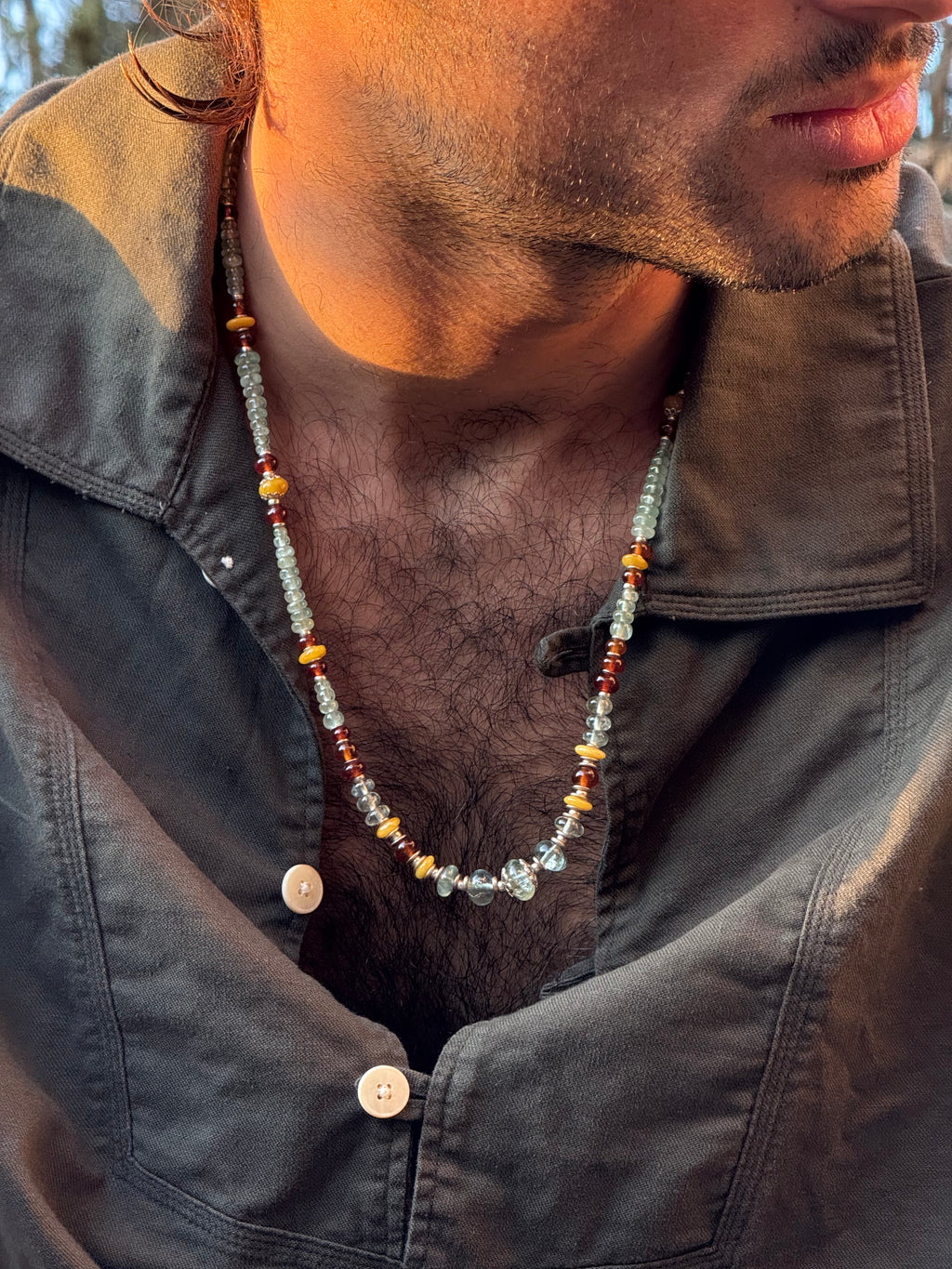 Natural Aquamarine with Amber necklace