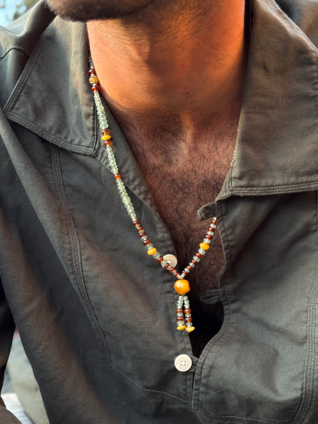 Natural Aquamarine with Amber necklace