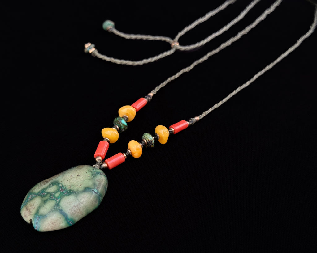 tibetan turquoise and coral necklace