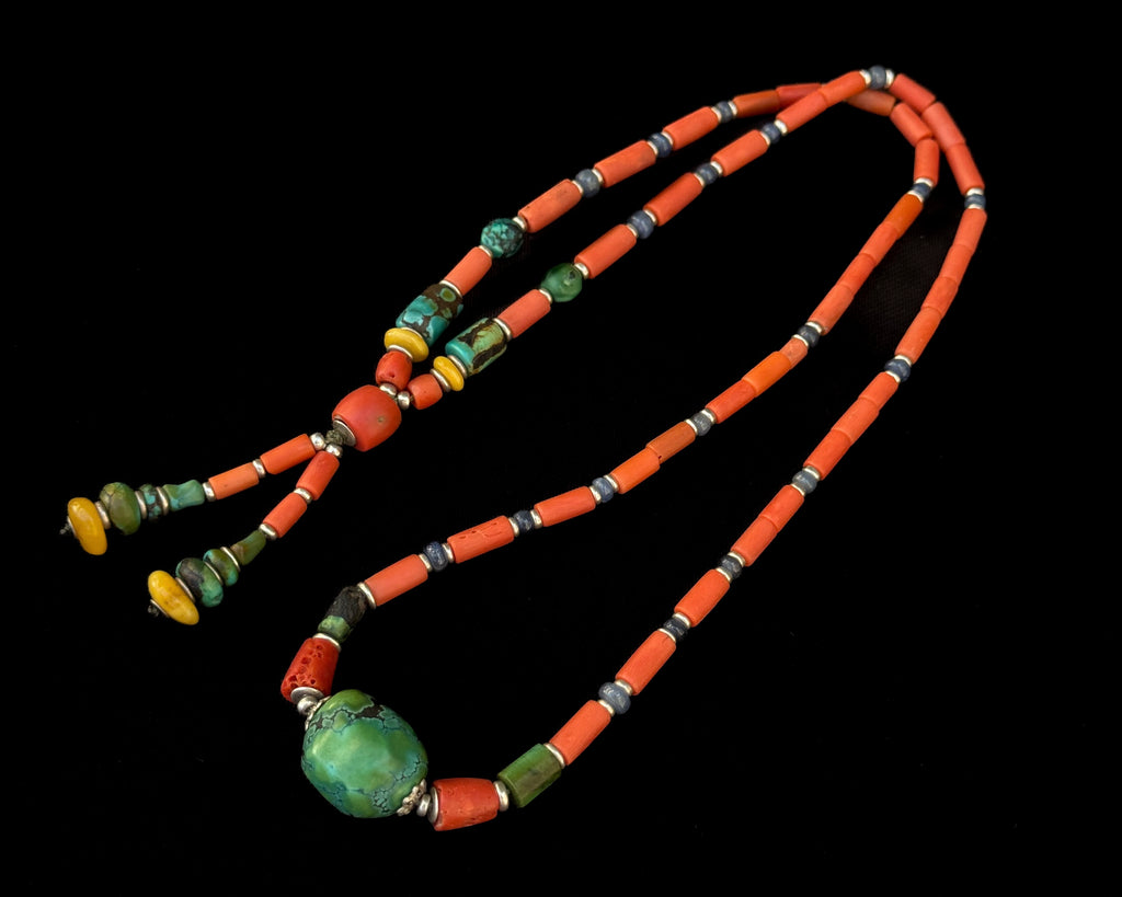Red Coral Necklace with Tibetan Turquoise