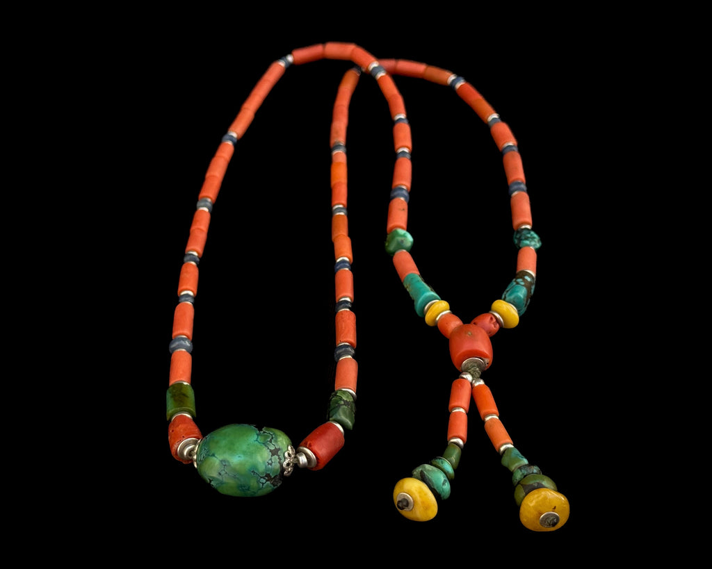Red Coral Necklace with Tibetan Turquoise