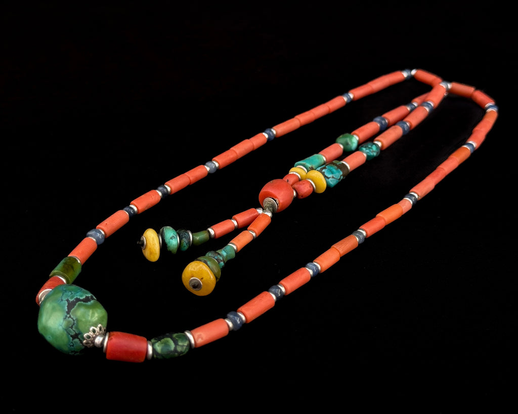 Red Coral Necklace with Tibetan Turquoise