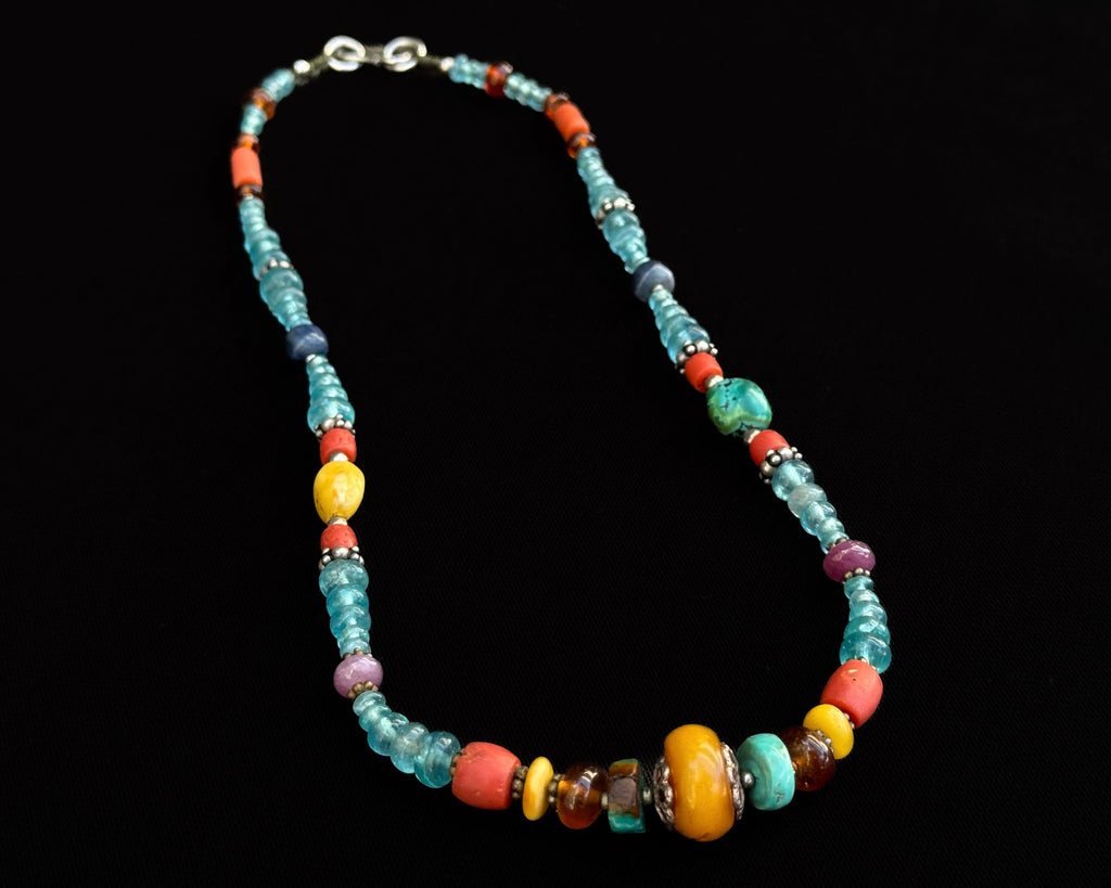 Apatite Necklace with Amber Centerpieace