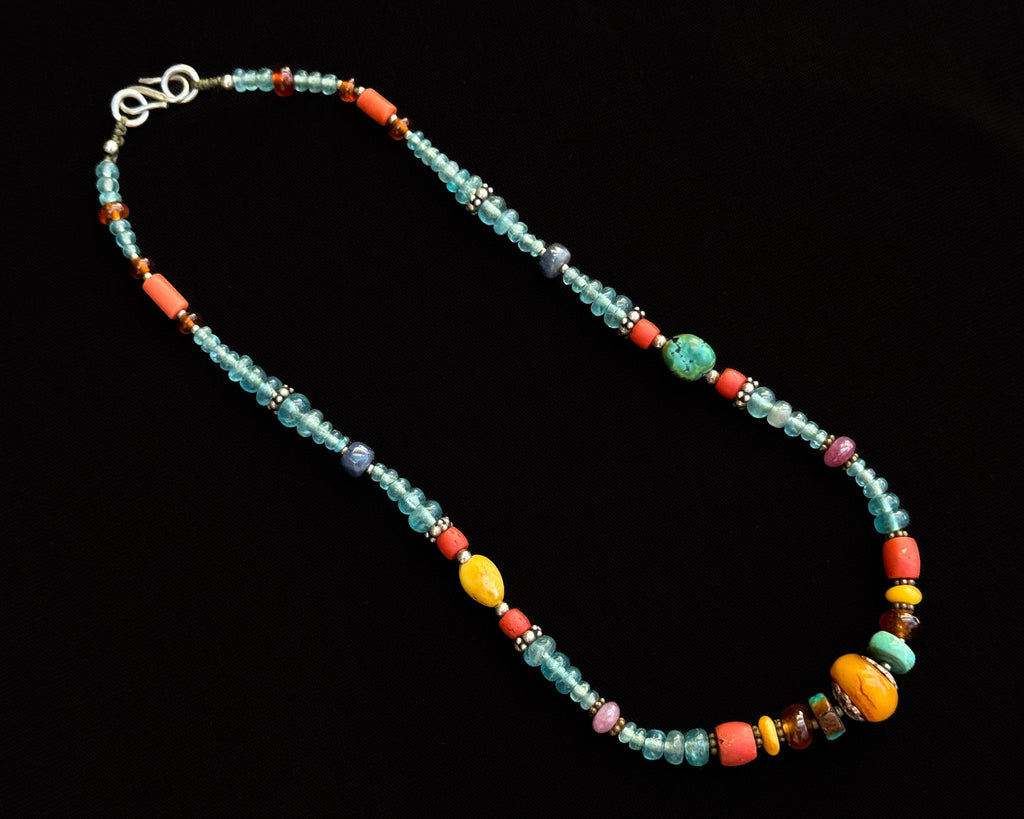 Apatite Necklace with Amber Centerpieace
