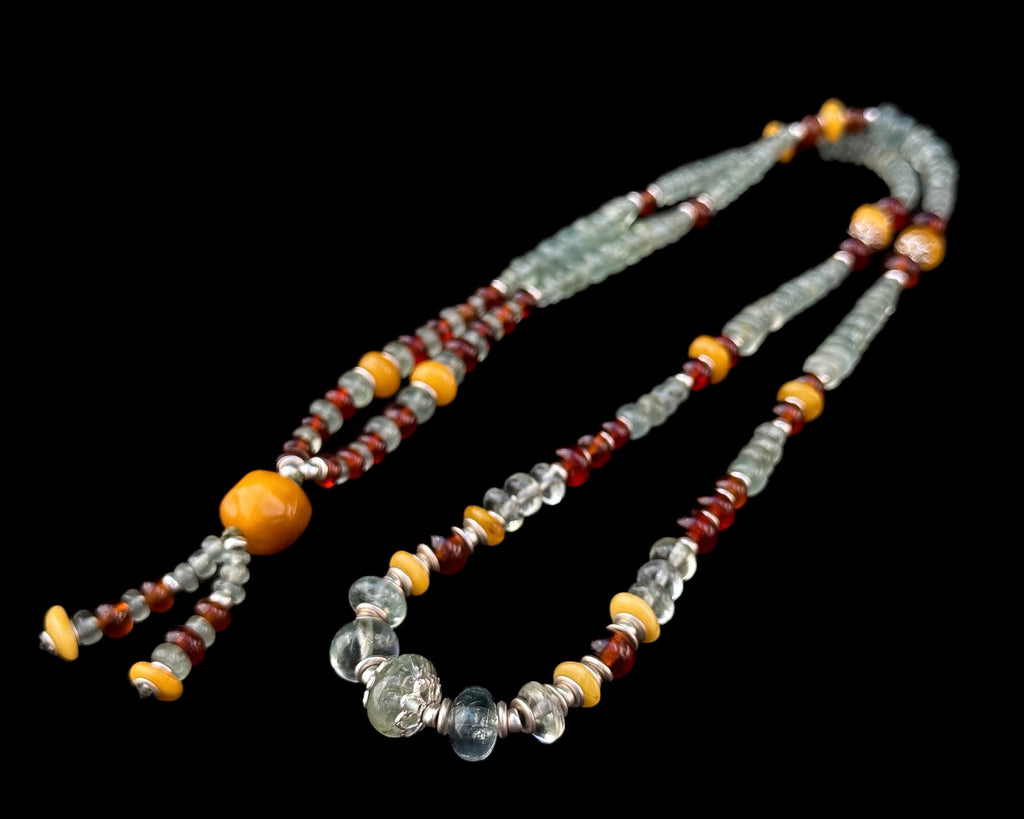 Natural Aquamarine with Amber necklace