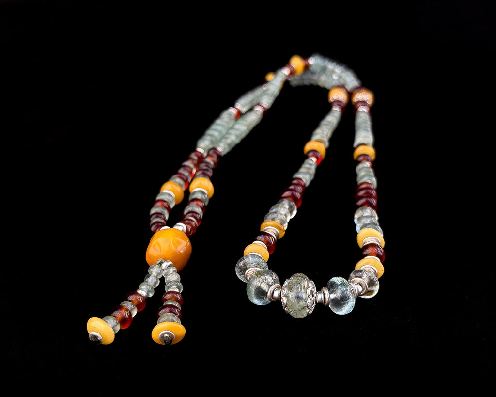 Natural Aquamarine with Amber necklace