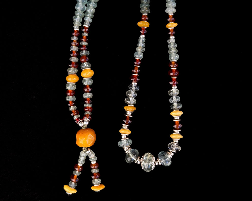 Natural Aquamarine with Amber necklace